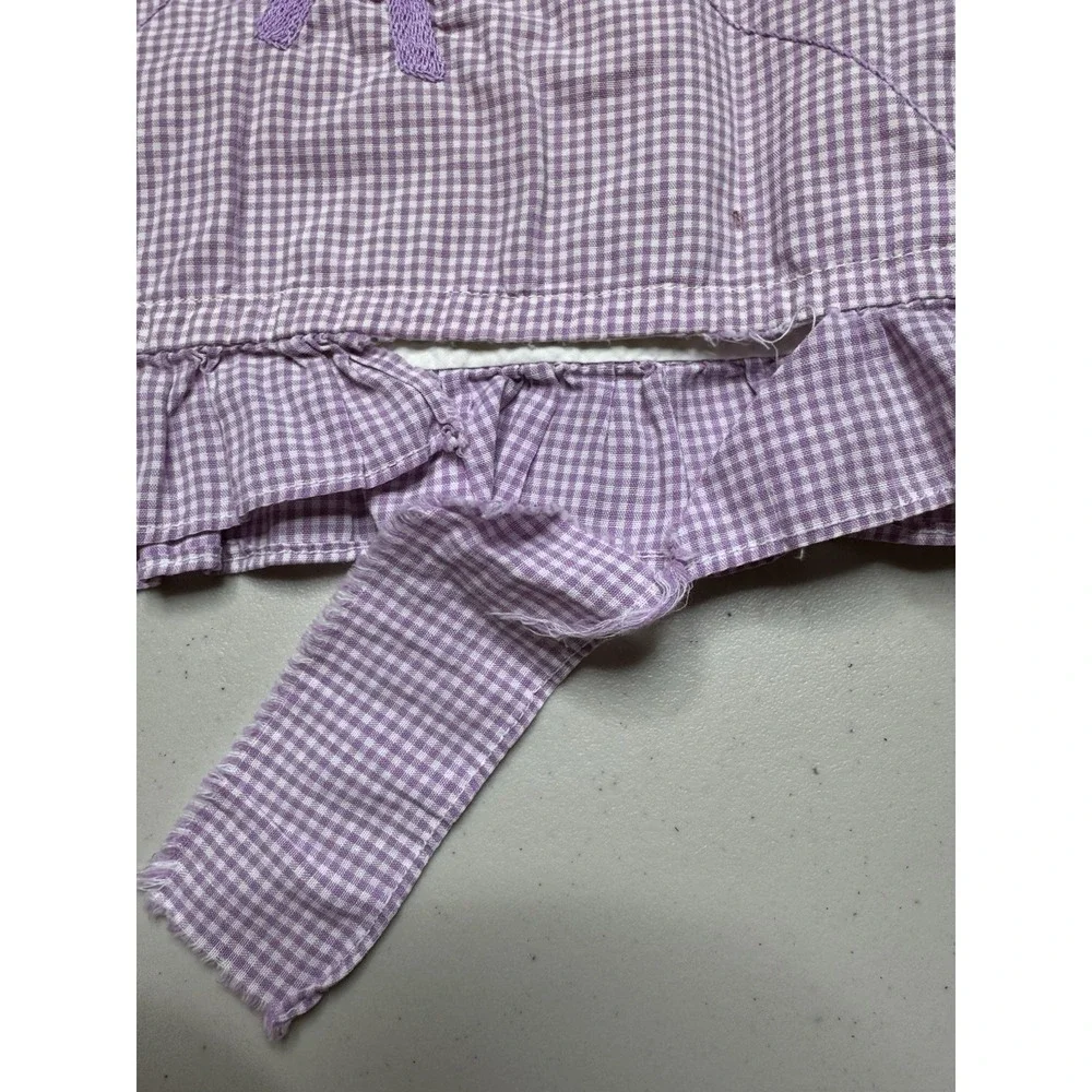 Vintage Hand Embroidered Pillowcase Purple Ruffle Trim Southern Girl (1) Flaw
